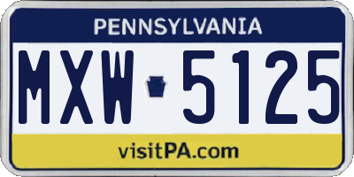 PA license plate MXW5125