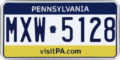 PA license plate MXW5128