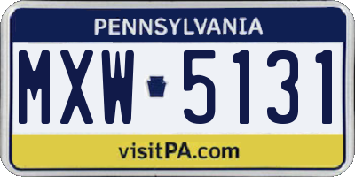 PA license plate MXW5131