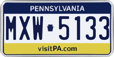 PA license plate MXW5133