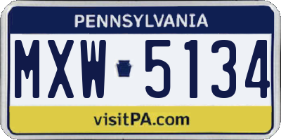 PA license plate MXW5134