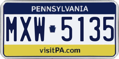 PA license plate MXW5135