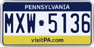 PA license plate MXW5136