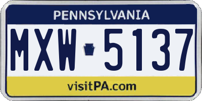 PA license plate MXW5137