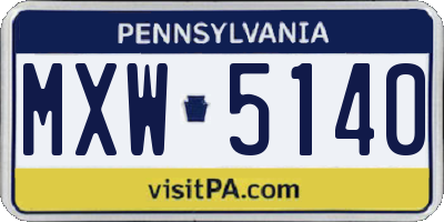 PA license plate MXW5140