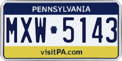 PA license plate MXW5143