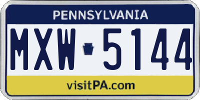 PA license plate MXW5144
