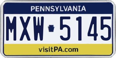 PA license plate MXW5145