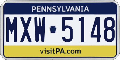 PA license plate MXW5148
