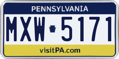 PA license plate MXW5171