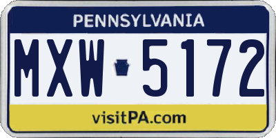 PA license plate MXW5172