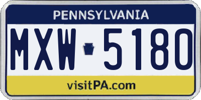 PA license plate MXW5180
