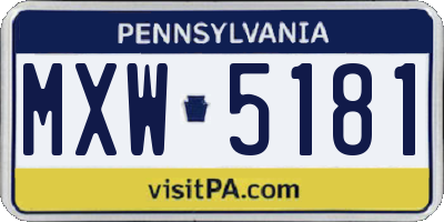 PA license plate MXW5181