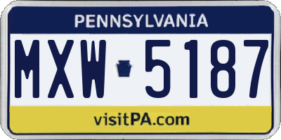 PA license plate MXW5187