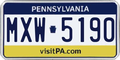 PA license plate MXW5190