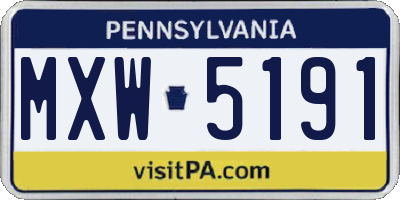 PA license plate MXW5191