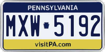 PA license plate MXW5192