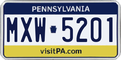 PA license plate MXW5201