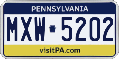 PA license plate MXW5202