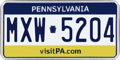 PA license plate MXW5204