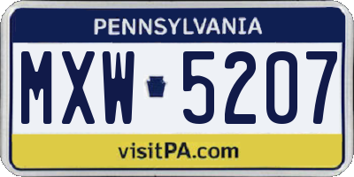 PA license plate MXW5207