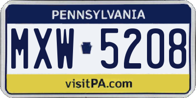 PA license plate MXW5208