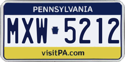 PA license plate MXW5212