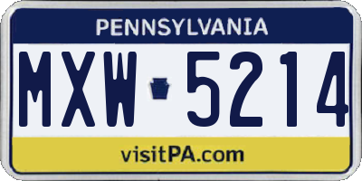 PA license plate MXW5214