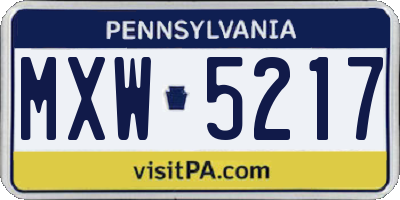 PA license plate MXW5217