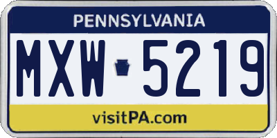 PA license plate MXW5219