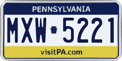PA license plate MXW5221