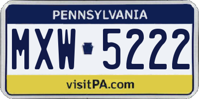 PA license plate MXW5222