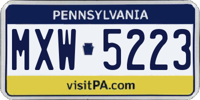 PA license plate MXW5223