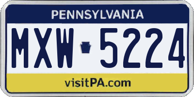 PA license plate MXW5224