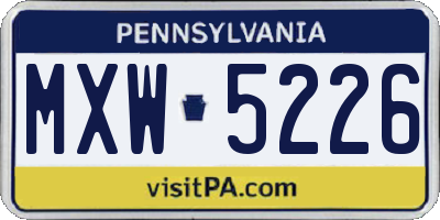 PA license plate MXW5226