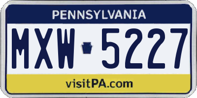 PA license plate MXW5227