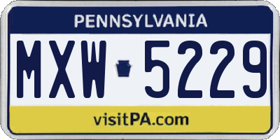 PA license plate MXW5229