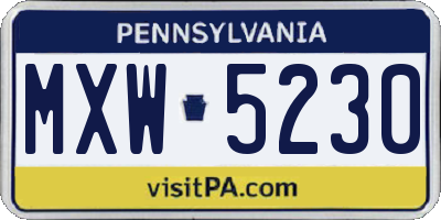 PA license plate MXW5230
