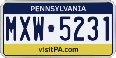 PA license plate MXW5231