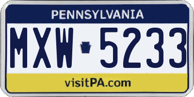 PA license plate MXW5233