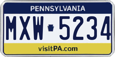 PA license plate MXW5234