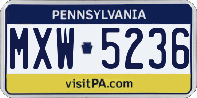 PA license plate MXW5236