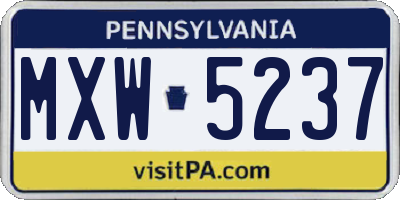 PA license plate MXW5237