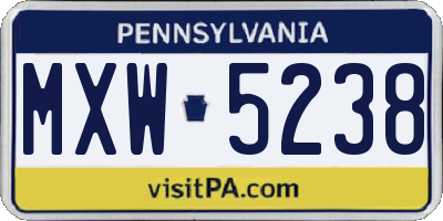 PA license plate MXW5238