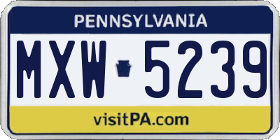 PA license plate MXW5239
