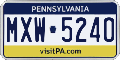 PA license plate MXW5240