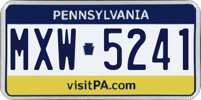 PA license plate MXW5241