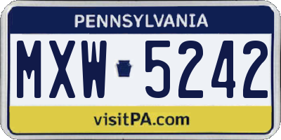 PA license plate MXW5242