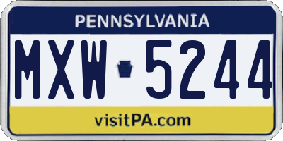 PA license plate MXW5244