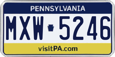 PA license plate MXW5246